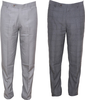 IndiWeaves Slim Fit Men Grey Trousers