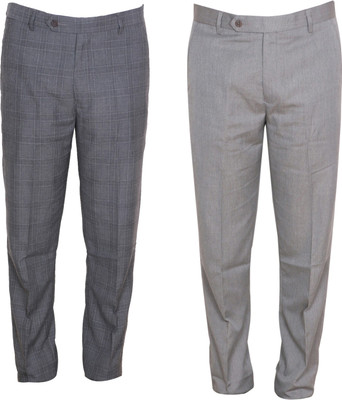 IndiWeaves Slim Fit Men Grey Trousers