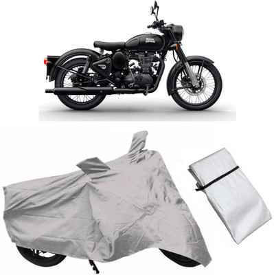 IKJ Two Wheeler Cover for Royal Enfield(Bullet 500, Grey)