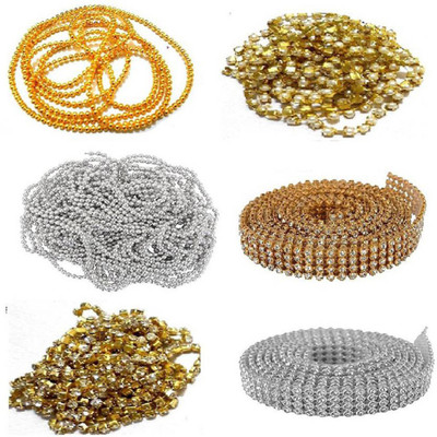 

BestUBuy Pearl chain stone chain golden ball chain stone lace golden & silver combo