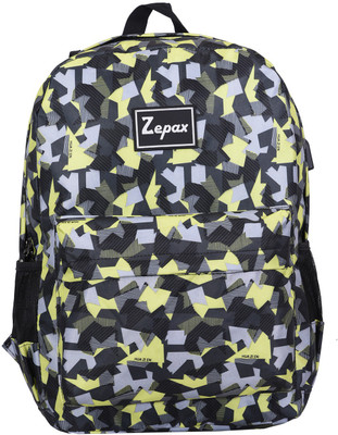 

Zepax Black Printed USB Charging Port Casual Back Pack 23 L Backpack(Multicolor)