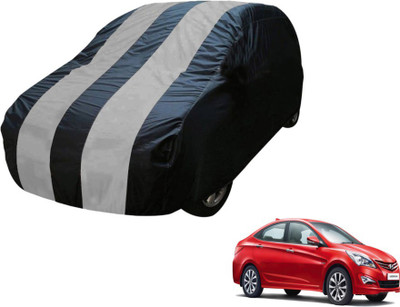MOCKHE Car Cover For Hyundai Fluidic Verna (Without Mirror Pockets)(Blue, Silver)