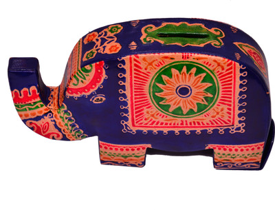 

Purpledip Piggy Bank Money Purse 'Elephant's Belly': Crafted In Cruelty-free Leather In Indian Shantiniketan Style, Strong & Sturdy (10597) Coin Bank(Multicolor)