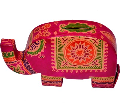 

Purpledip Piggy Bank Money Purse 'Elephant's Belly': Crafted In Cruelty-free Leather In Indian Shantiniketan Style, Strong & Sturdy (10598) Coin Bank(Red)