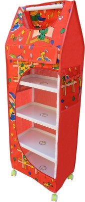 

Flipzon Multipurpose 5 Shelve Foldable Almirah(Dogy)/Toy Box PVC Collapsible Wardrobe(Finish Color - Red)