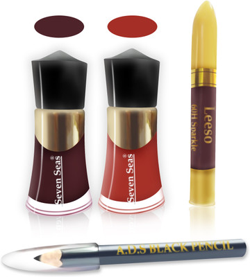

seven s seas nail polish combo with sindoor eye brow pencil(Set of 4)