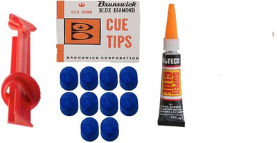 JBB CO COMBO OF TIP RAPAIR, (10 PCS) 9MM BRUNSWICK CUE TIP, GLUE GEL Pool Cue Stick(Microfibre)