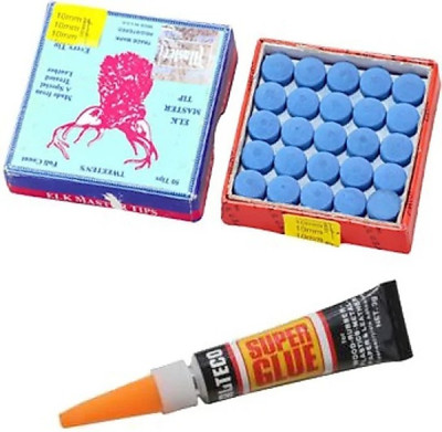Laxmi Ganesh Billiard 654D56 COMBO OF ELK MASTER TIP 10MM (50 PCS) & CUE TIP GLUE Snooker, Pool, Billiards Cue Stick(Ceramic)