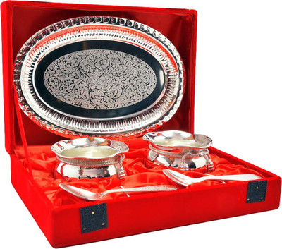 

Indian Craft Villa Bowl Spoon Tray Serving Set(Pack of 5)