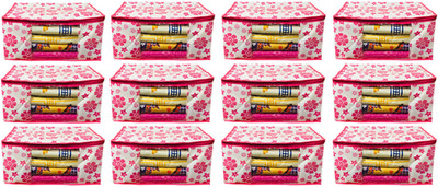 

Kuber Industries Designer Extra Large Size Non Woven Saree Cover Pink Floral Design Set of 12 Pcs (90 GSM Fabric) PinkXLNS25(Pink)