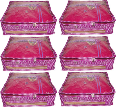 

Funkroo High Quality Pack of 6 Polka dot 6 inch Designer Height Saree Cover Gift Organizer bag vanity pouch Keep saree/Suit/Travelling Pouch(Pink)