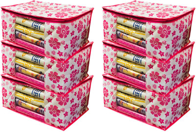 

Kuber Industries Designer Extra Large Size Non Woven Saree Cover Pink Floral Design Set of 6 Pcs (90 GSM Fabric) PinkXLNS13(Pink)