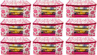 

Kuber Industries Designer Extra Large Size Non Woven Saree Cover Pink Floral Design Set of 9 Pcs (90 GSM Fabric) PinkXLNS24(Pink)