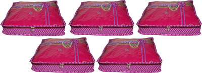 

Funkroo High Quality Pack of 5 Polka dot 2 inch Designer Height Saree Cover Gift Organizer bag vanity pouch Keep saree/Suit/Travelling Pouch(Pink)