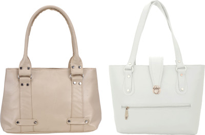 

Lady bar Shoulder Bag(Beige, White)