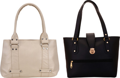 Lady bar Shoulder Bag(Beige, Black)