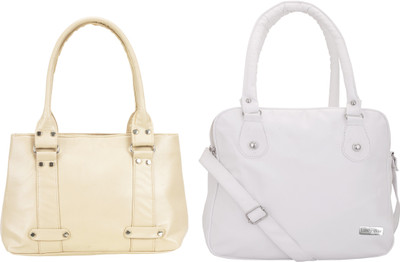 

Lady bar Shoulder Bag(Beige, White)
