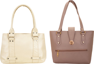 Lady bar Shoulder Bag(Beige, Brown)