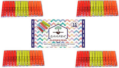 

Sahaya 60 Clothes Pegs/ Clips Combo Set of 4 packs (15 pieces each pack ) Regular Organizer( )