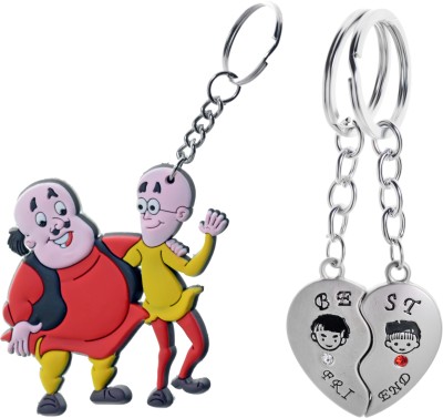 

Three Shades Motu patlu Key Chain & Magnet Heart Key Chain Combo Key Chain