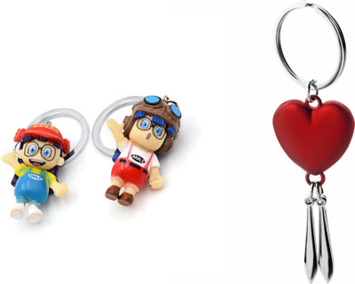 

Three Shades College Couple & Red Heart with Silver Arrow Key Chain Combo for Valentine Gift, Girlfriend, Boyfriend Key Chain