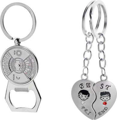 

Three Shades Calendar Key Chain With Opener for Party Lovers & Magnet Heart Key Chain combo for Girls & Boys Key Chain