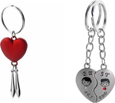 

Three Shades Magnetic Heart & Magnet Heart Key Chain Valentine Gift for Couple Combo for Beautiful Couple Key Chain