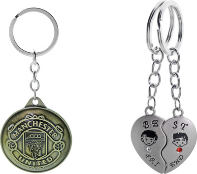 

Three Shades Football Lovers manchester United key Chain & Magnet Heart Key Chain Combo for Valentine Gift Key Chain
