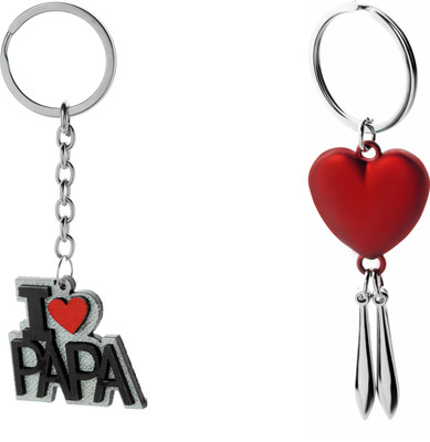 

Three Shades I Love Papa & Red Heart Key Chain Gift for Mom Dad Anniversarry, Gift Key Chain