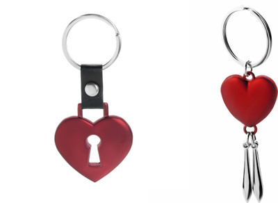 

Three Shades Key Heart & Red Silver Drop Key Chain for Valentine Day Gift for Your Love Wife, Girlfriend, Boyfriend Key Chain