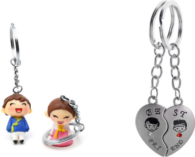 

Three Shades Happy Couple & Red Heart Key Chain Combo Key Chain