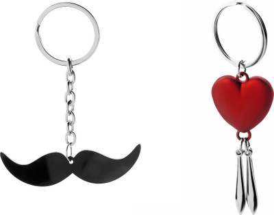 

Three Shades Mooch, Mustace Key Chain & Red Heart Key Chain for Valentine Gifting, Anniversarry, Birthday Key Chain