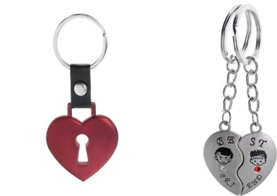 

Three Shades Key Heart & Magnet Heart Key Chain for Valentine Day Gift for Your Love Wife, Girlfriend, Boyfriend Key Chain