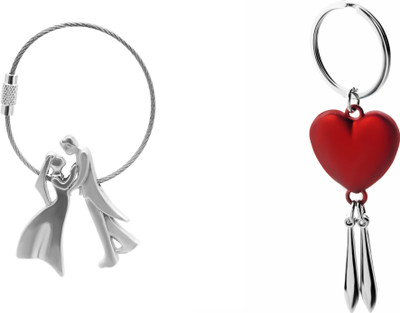 

Three Shades Married Couple & Lovely Red Heart Key Chain Combo for Valentine & Gift Option for Loved ones Key Chain