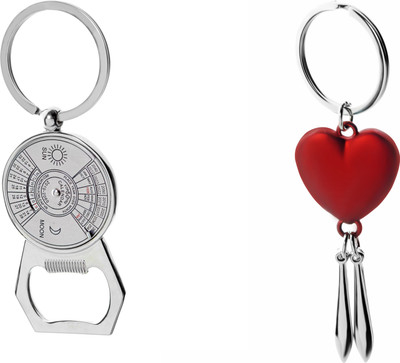

Three Shades Calendar Key Chain With Opener for Party Lovers & Red Heart Key Chain combo for Girls & Boys Key Chain
