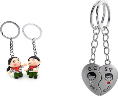 

Three Shades Tapori Couple With Magnet Heart Key Chain Combo for Valentine Gift, Anniversary Gift, Birthday Gift Key Chain