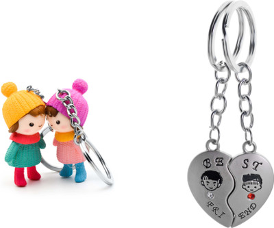 

Three Shades Winter Couple & Designer Matellic Red Heart Key Chain Combo for Valentine Gift Key Chain