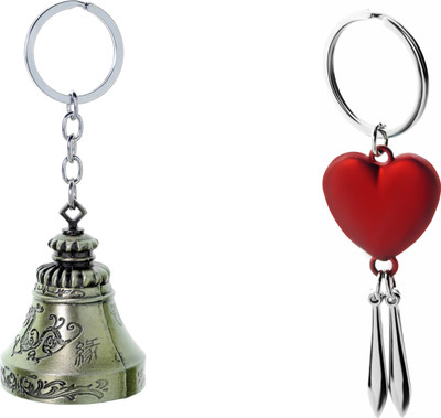 

Three Shades Temple Genuine Bell Key Chain & Red Heart Key Chain Combo Key Chain