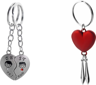 

Three Shades Beautiful Heart Key Chain Combo for the Lovely Romantic Couple for Valentine Day Gift Key Chain