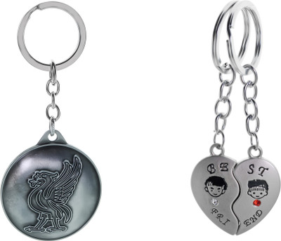 

Three Shades Key Chain Magnet Heart & Metallic Look Key Chain Combo for Girls & Boys Key Chain