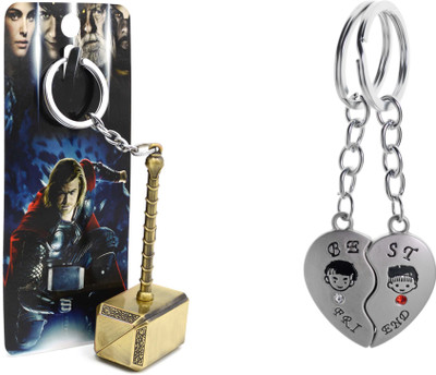 

Three Shades Gold heavy Marvel Hammer with Beautiful Magnet Heart key Chain Valentine Gift Girlfriend, Boyfriend, Married Couple Key Chain