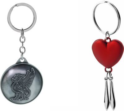 

Three Shades Key Chain Red Heart & Metallic Look Key Chain Combo for Girls & Boys Key Chain