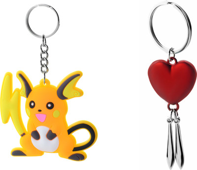 

Three Shades Pokemon Raichu, Pikachu Key Chain & Red Heart Key Chain Combo Key Chain