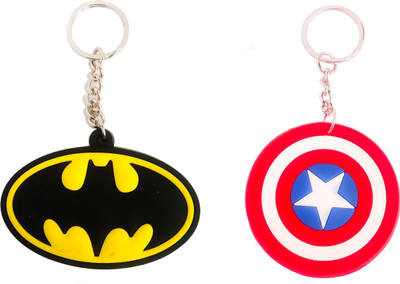 

shoptop Rubber keychain Combo ( Captain America Shield & Batman) Key Chain