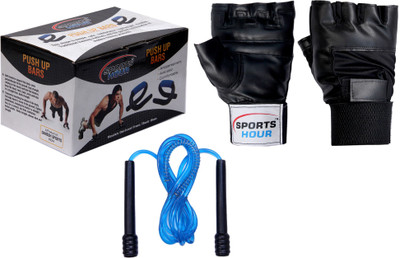 

Sportshour Push up bar+gloves+skipping rope Gym & Fitness Kit