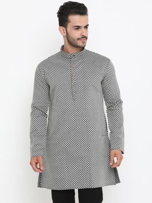 Showoff Men Solid Straight Kurta(Grey) Showoff Men Solid Straight Kurta(Grey)