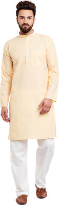 Sojanya Men Solid Straight Kurta(Yellow) Sojanya Men Solid Straight Kurta(Yellow)