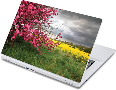 

ezyPRNT Pink and Yellow Flowers LAndscape Nature (13 to 13.9 inch) Vinyl Laptop Decal 13