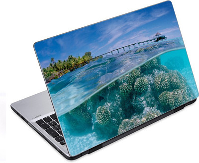 

ezyPRNT Tropical shore above and below sea surface Nature (14 to 14.9 inch) Vinyl Laptop Decal 14