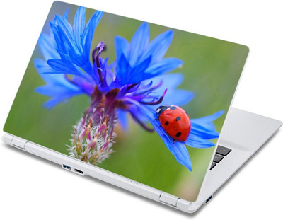 

ezyPRNT Lady Bird on Blue Flower Nature (13 to 13.9 inch) Vinyl Laptop Decal 13